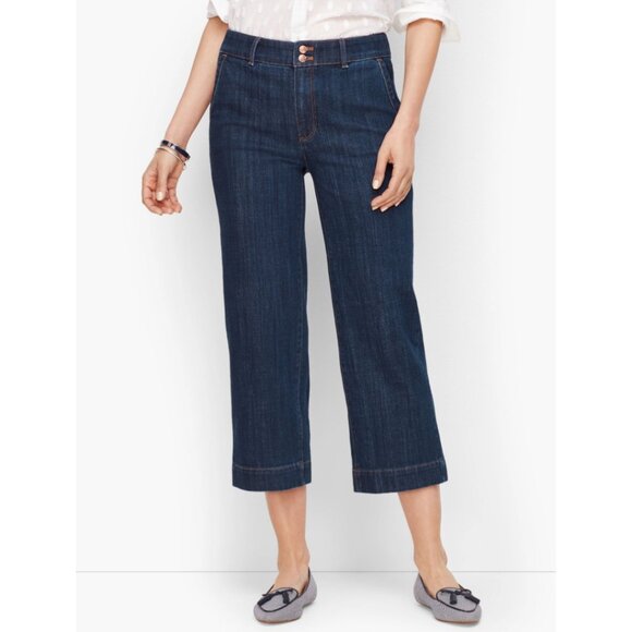 Talbots Denim - NWT TALBOTS Womens' Deep Azure Flawless Wide-Leg Crop Jeans Sz 14 Petite